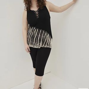 Super Soft Black Tie-Dye Lovesick Lace-Up Tank